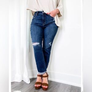 New Judy Blue Casual Friday High Rise Cuffed Boyfriend Distressed Jeans